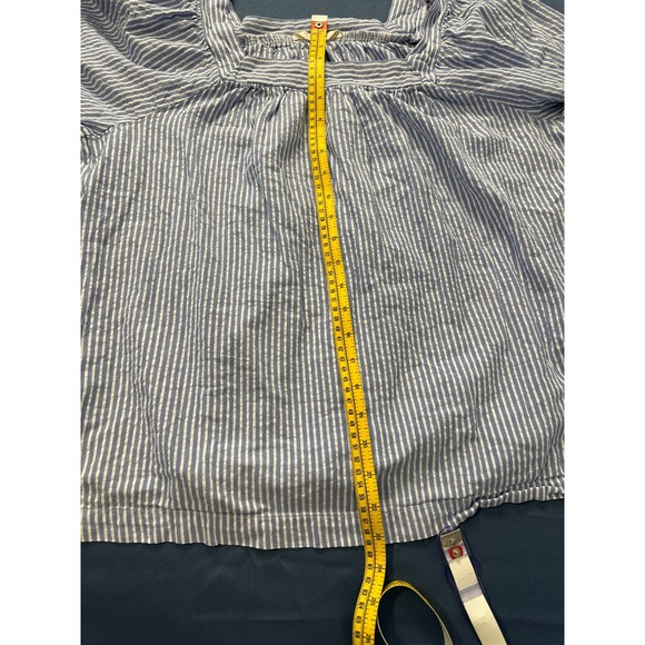 Terra & Sky Blue &‎ White Striped Square Neck Blouse 1X Pre-owned - Picture 8 of 9